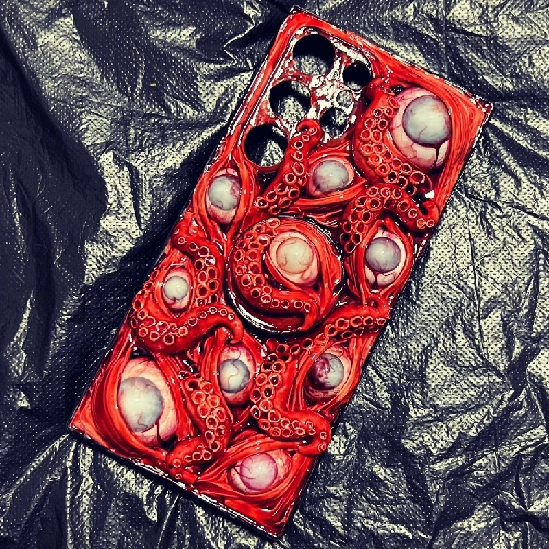 4134 Original 3D Handmade Mobile Phone Case Horror Cthulhu Tentacle Zombie Eyes Dark Gothic Art Mobile Phone Case Custom Gift