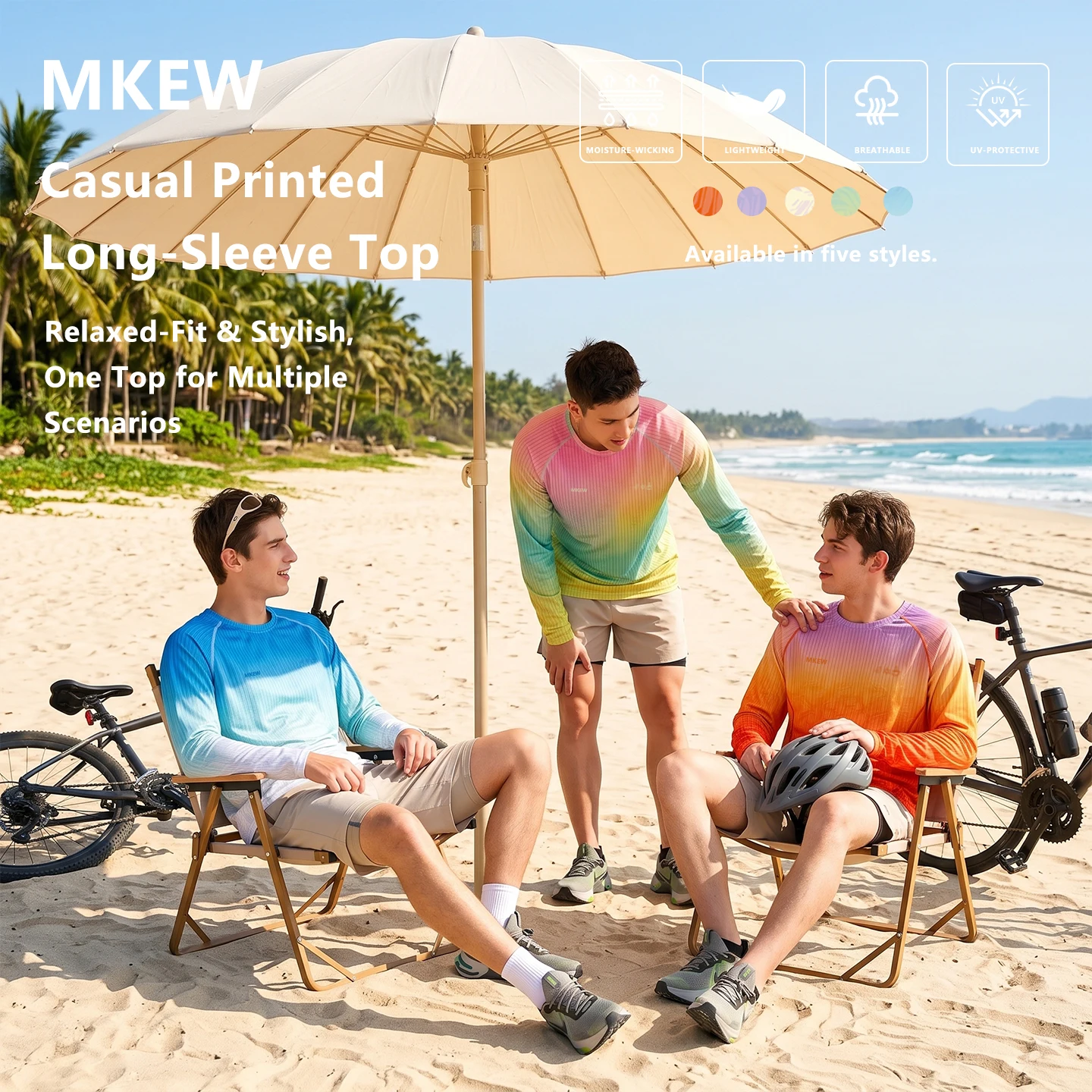 MKEW Summer Ice  Silk Cycling Jersey Long Sleeve T-Shirt Men 2026 New Quick Dry Breathable Air Conditioning Outdoor Sun Protecti