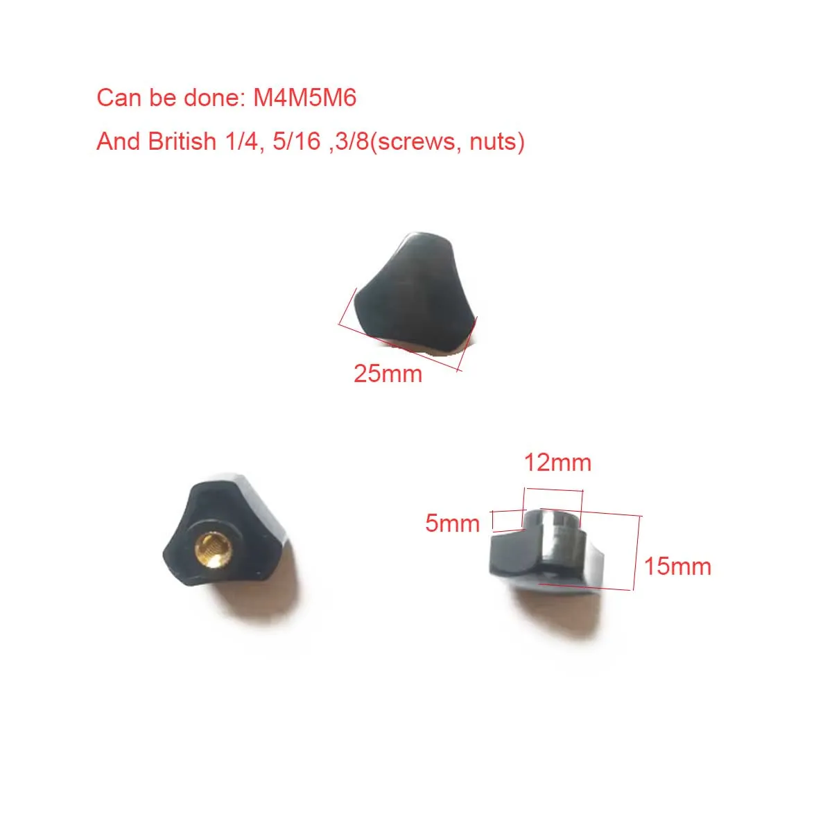 25 # Triangle Plum Blossom Knob Hand Twisted Handle Plastic  Rubber Head Nut M4M5M6