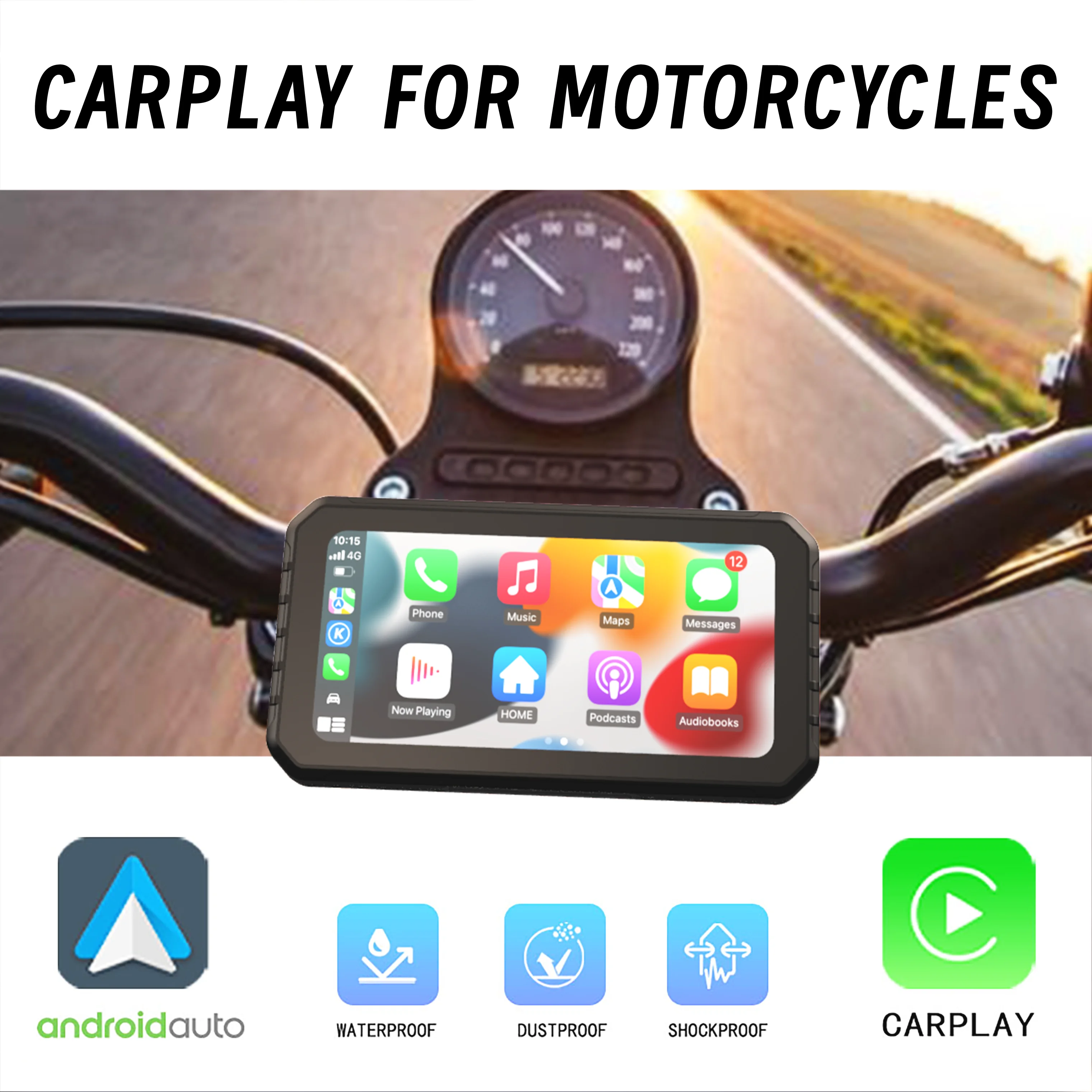 Spedal-CarPlay sans fil et Android Auto Moto étanche IP65, Siri Google Voice Control Navigation, écran tactile 6.25 \