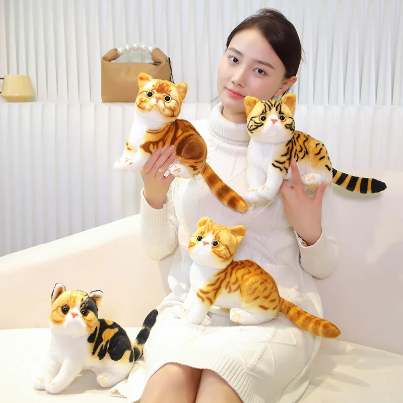 Lifelike Stuffed Cats Plush Toy Simulation American Shorthair Cute Cat Doll Pet Pillow Real life Home Decor Birthday Gift