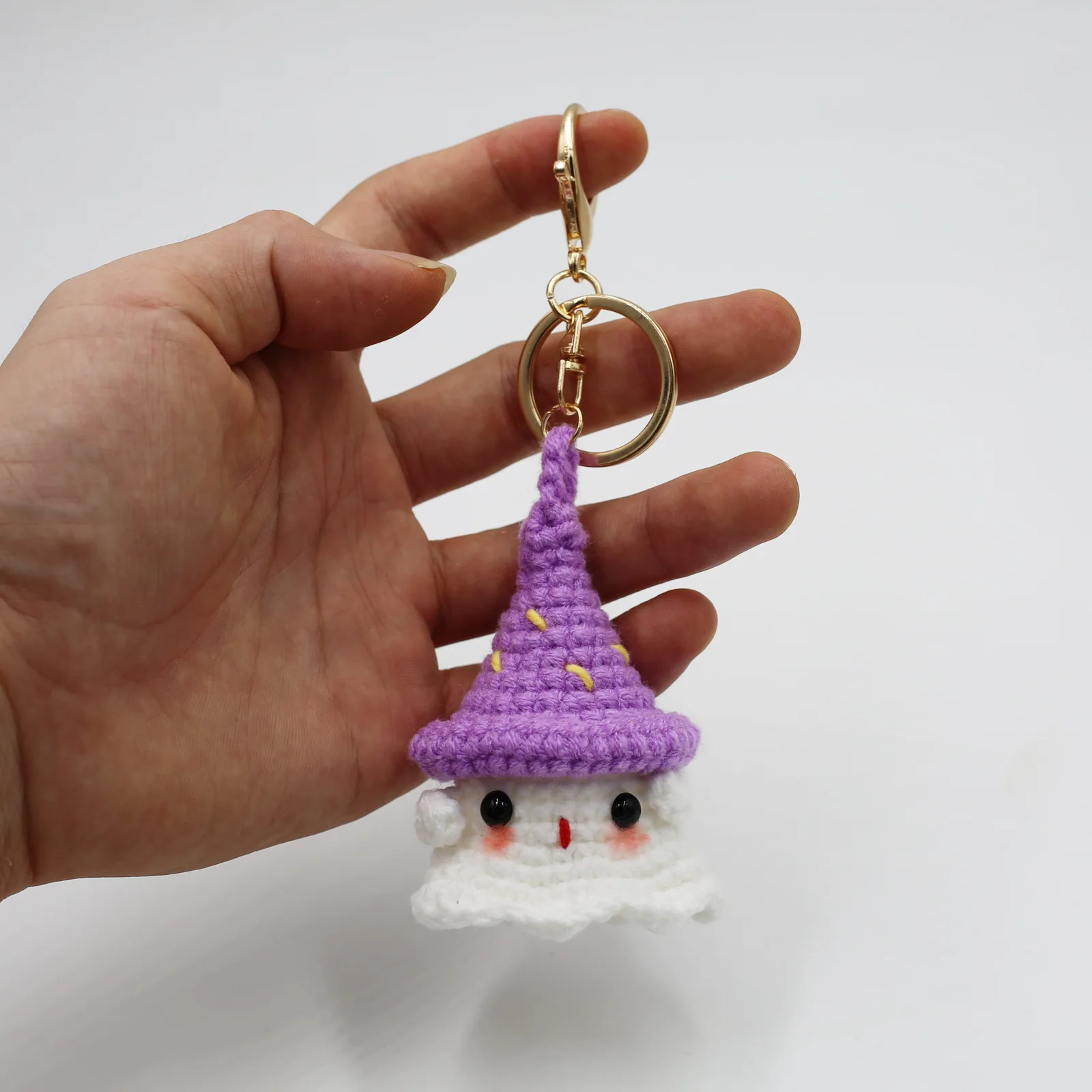 Funny Pumpkin Ghost Keychain Pendant Halloween Decoration Mini Handmade Knitting Ghost Ornament Crochet Doll Home Party Gifts