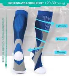 Compression New Socks 20-30 MmHg Fit Varicose Veins Medical Swelling Diabetes Atheletic Anti Fatigue Football Soccer Stockings