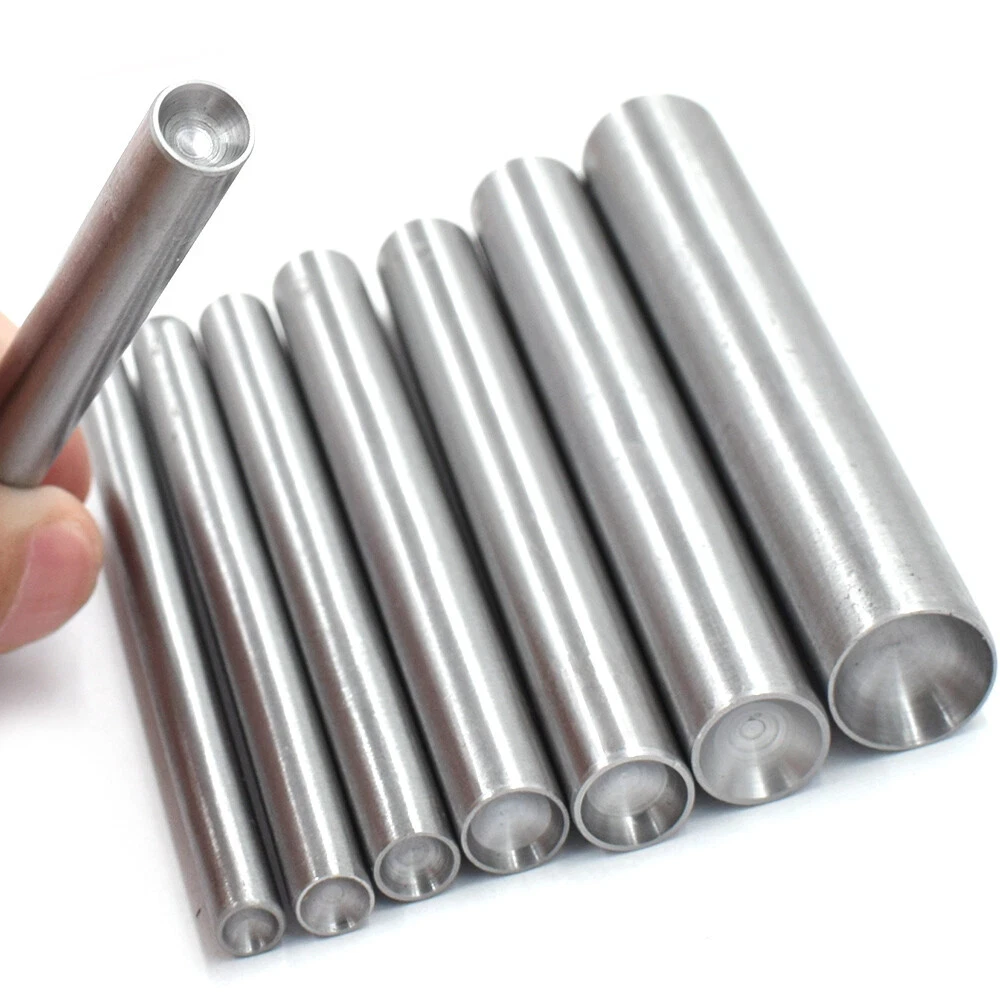 

5mm to 14mm Dia Rivet Punch Tool Rod for Metal Decorative Mushroom Domed Semi Ball Half Round Nailhead Spike Stud DIY 45# Steel