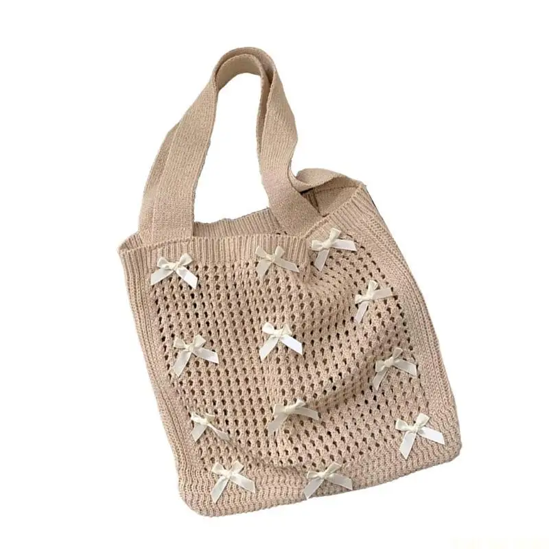 X90D Lightweight Hollow out Crochet Shoulder Bag Underarm Bags for Summer Adventures