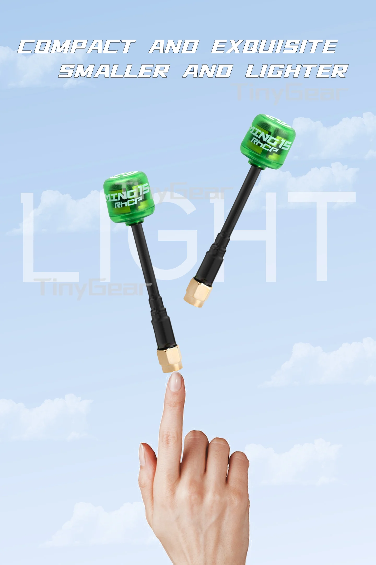 5.8G RHCP Mini Lollipop FPV Antenna High Gain 3.3Dbi RP-SMA/MMCX/MMCX-L Connector for Transmitter/Receiver RC Racing Drone Part view 5