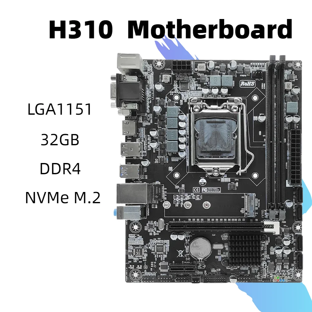 

H310 Computer Motherboard 32GB LGA1151 PC Mainboard VGA/HDMI-compatible/DVI Ports Micro-ATX DDR4 Motherboard SATA USB3.0