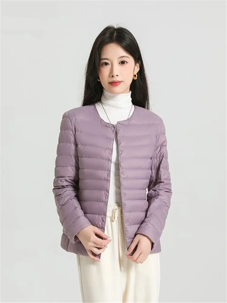 

2025 Autumn and Winter New Mother Down Jacket 7XL 8XL Jacket Fashion Slim Collarless Warm Light Down Jacket with Extra Fat