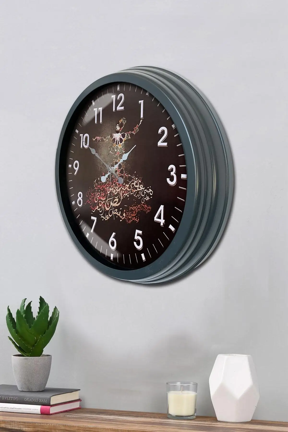 DOLBOVI wall clock 40 Cm Metal anthracite color religious model