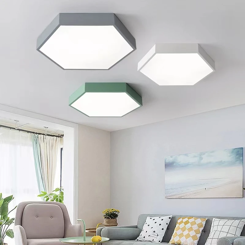 LED Ceiling Lights Modern Lamp Nordic Simple Hexagonal Ceiling lamp children's Study Living room Bedroom Lighting fixtures