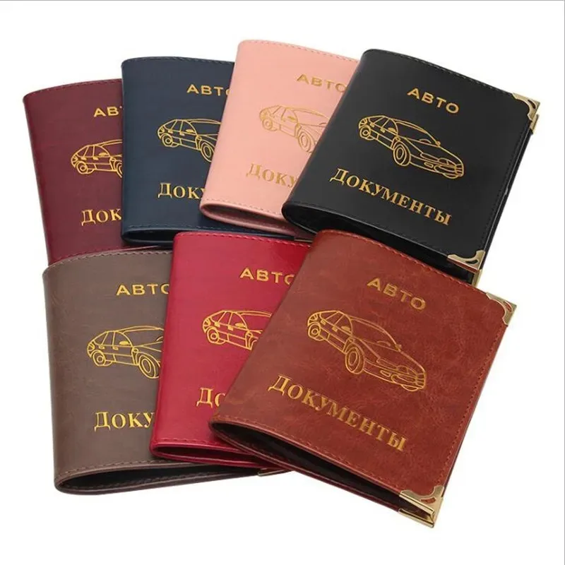 

PU Leather On Cover For Car Auto Driving Documents Card Credit Holder Russian Auto Driver License Bag Purse Wallet Case Bag