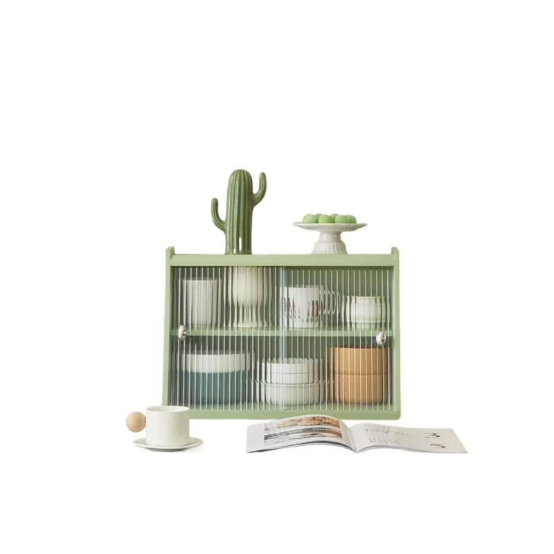 For Desktop Storage Box Water Cup Coffee Cup Shelf Kitchen Storage Cabinet Figure Cosmetics Display Cabinet