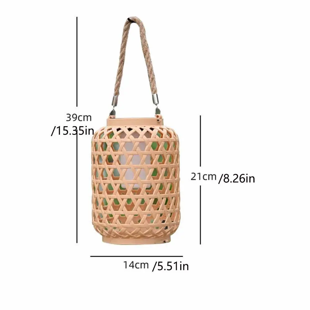 معلقة تقليد الخيزران المنسوجة الفوانيس اليدوية جو المنسوجة الفوانيس الشمسية النمط الصيني ABS المنسوجة مصابيح الرياح الممشى #6