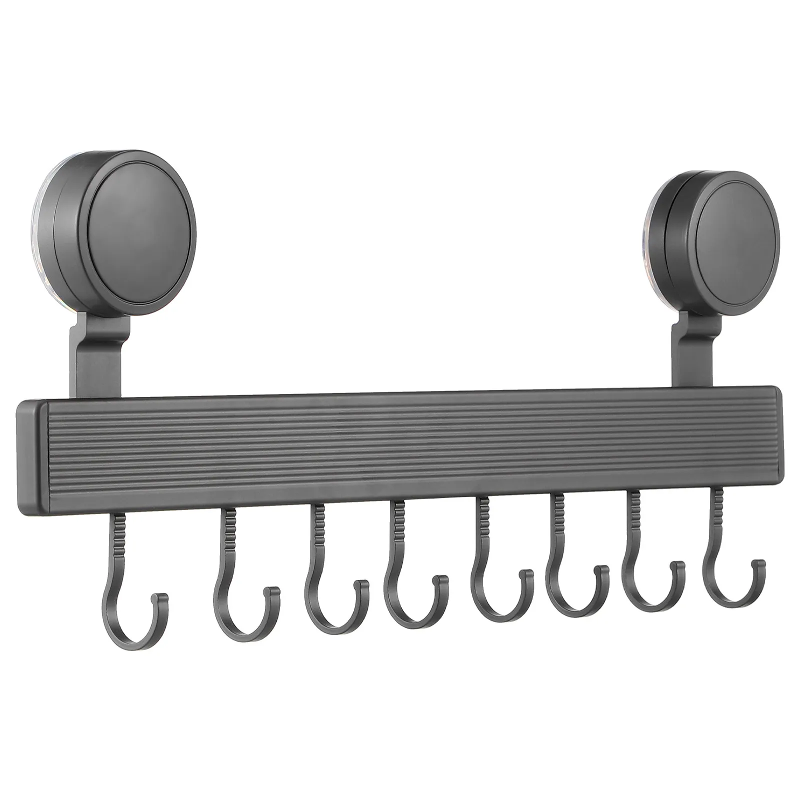 Kitchen Suction Cup Hook Heavy Duty Wall Mounted Rack 8 Hooks Organizer Storage Hanger Towel Pan Utensil Holder