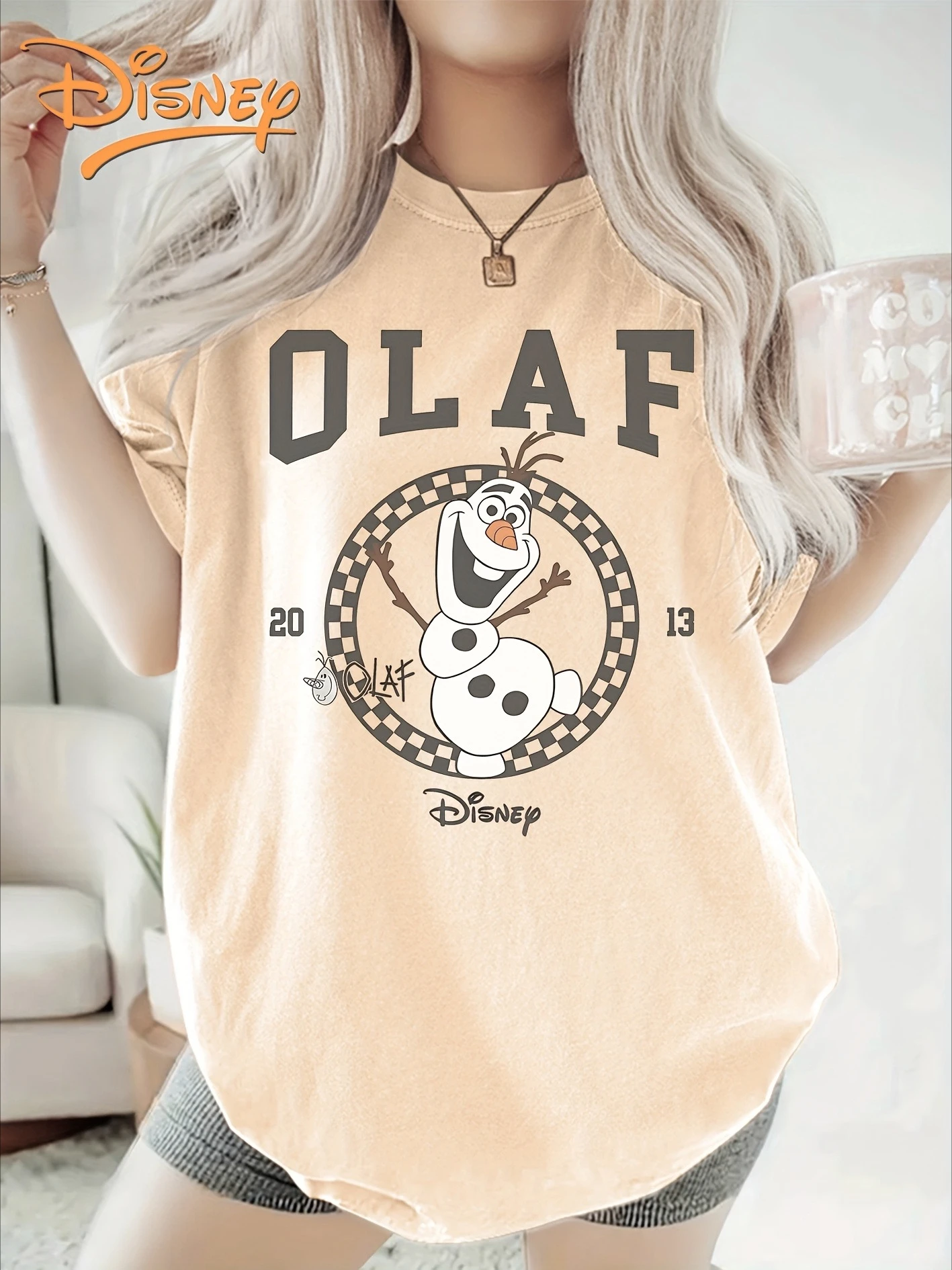 

Disney Frozen ‌ Кристофф ‌ Олаф ‌ Футболка винтажная женская хлопковая футболка с коротким рукавом и круглым вырезом повседневная модная модная уличная одежда оверсайз