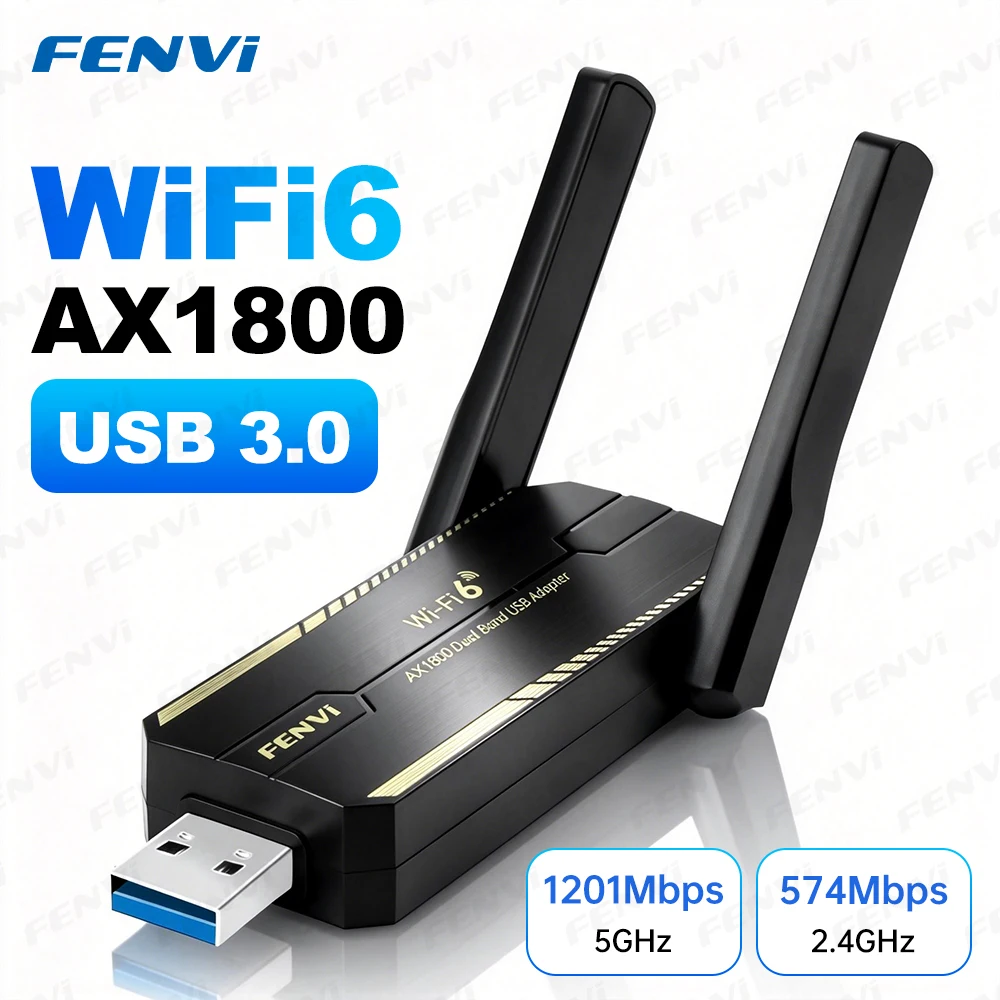 Fenvi AX1800 WiFi 6 USB Adapter Dual Band 5G 2.4G USB 3.0 Dongle WiFi6 Network Card Wireless Adapter Receiver MU-MIMO Driver Fre