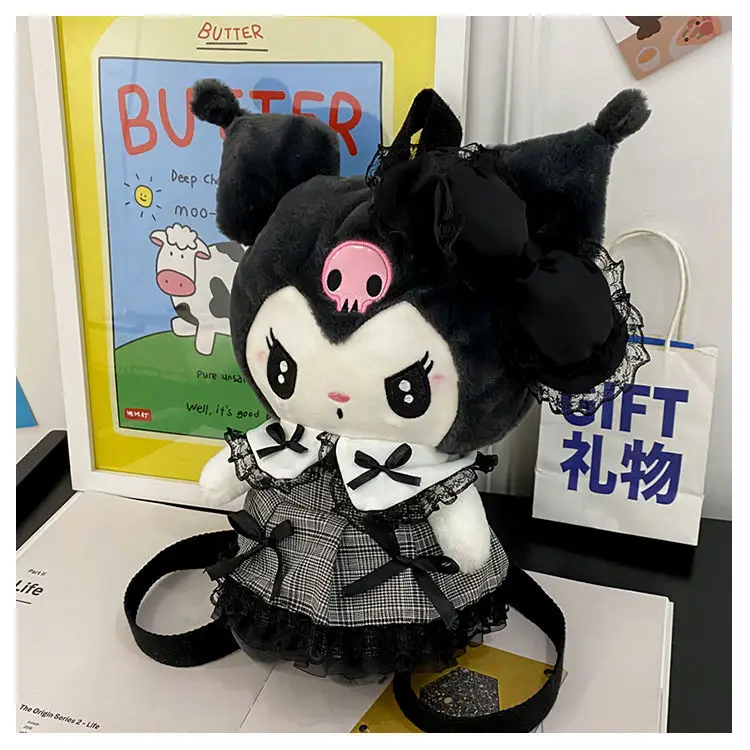 Mochila Sanrio Kuromi Melody Lolita, bolso de felpa con dibujos animados, bolso de hombro de gran capacidad, bolsa organizadora de muñecos esponjosos, regalo para novia