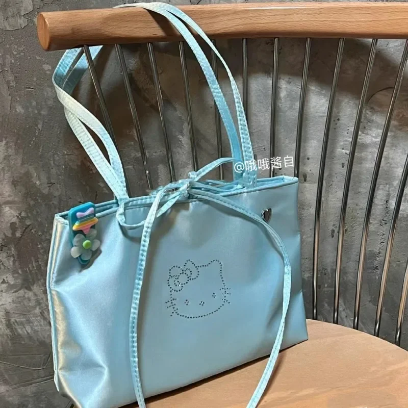 MBTI Hello Kitty Damen-Umhängetasche, elegant, niedlich, Seide, Y2k-Strass, modische Handtasche, lässig, literarisch, Harajuku, neue Achseltasche