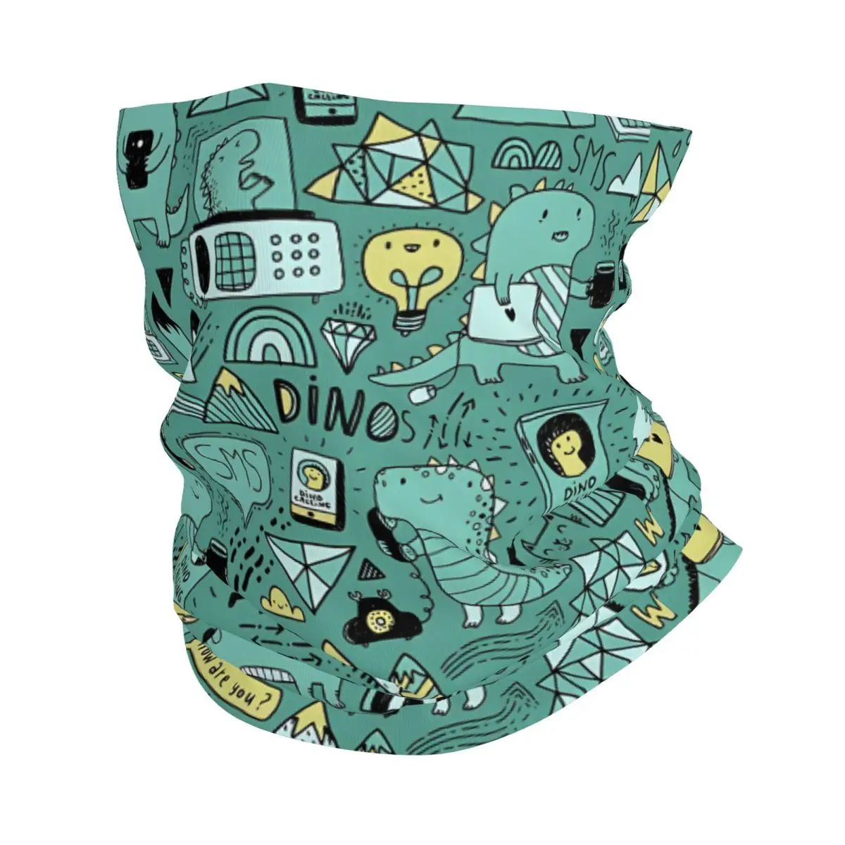 Communication Dinosaurs Scarf Neckerchief Neck Face Mask Polyester