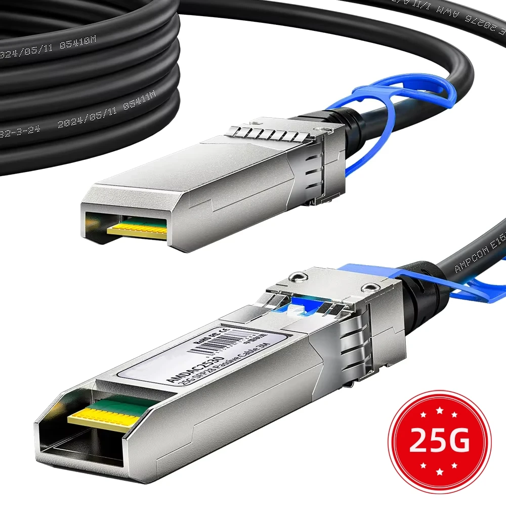 

25Gb DAC Cable Twinax Cable SFP28 to SFP28 1M SFP Direct Attach Copper GBIC Compatible with Cisco/Mikrotik/Intel Ethernet Switch