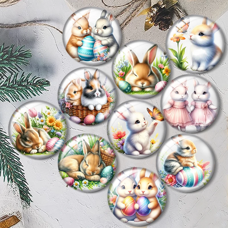 Watercolor Bunny  12/18/20/25mm glass cabochon  bracelet pendant rings for jewelry demo earrings back Making findings