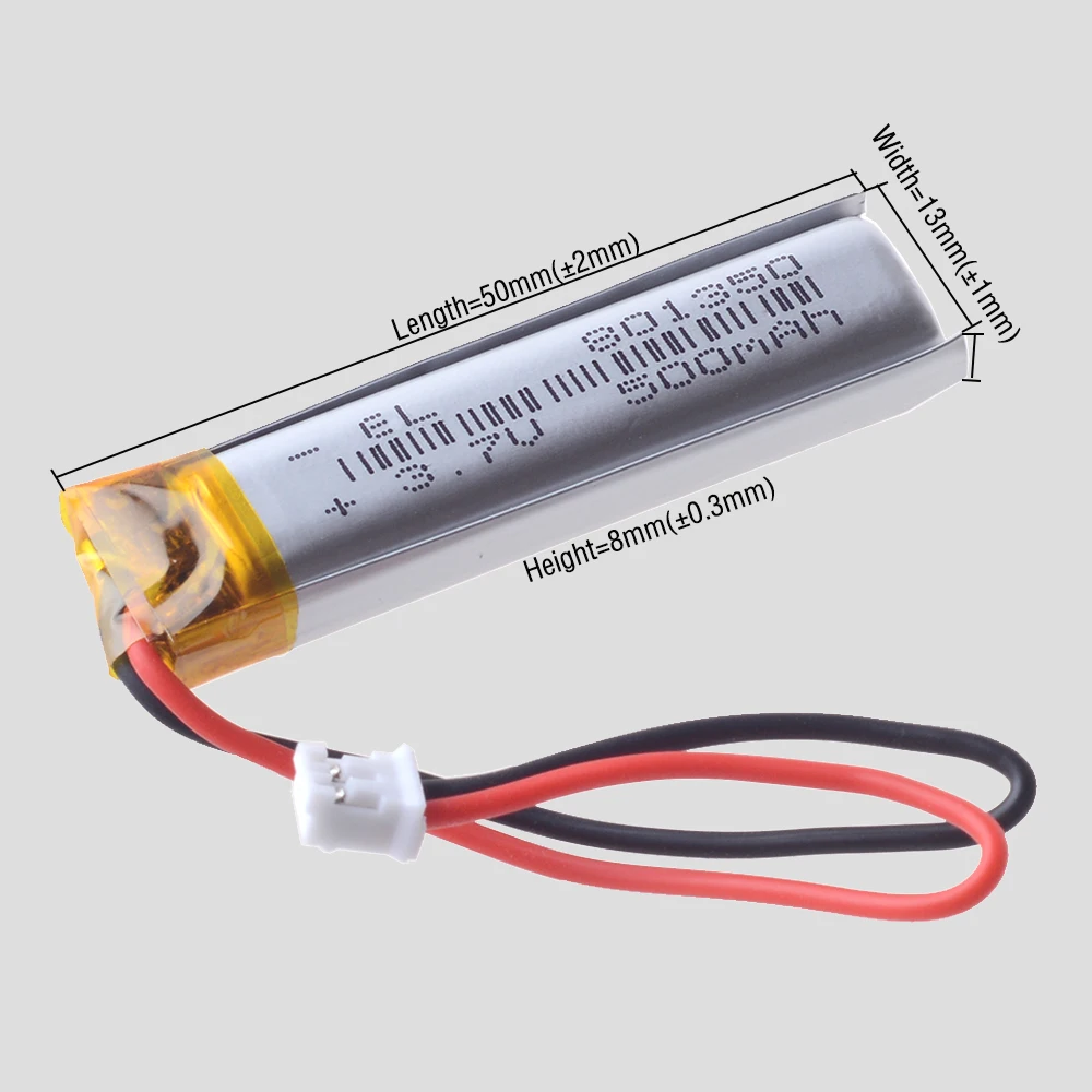 Variety Plugs 801350 3.7V 500mAh Rechargeable Lithium  Li-Polymer Li-ion Battery Lipo Batteries