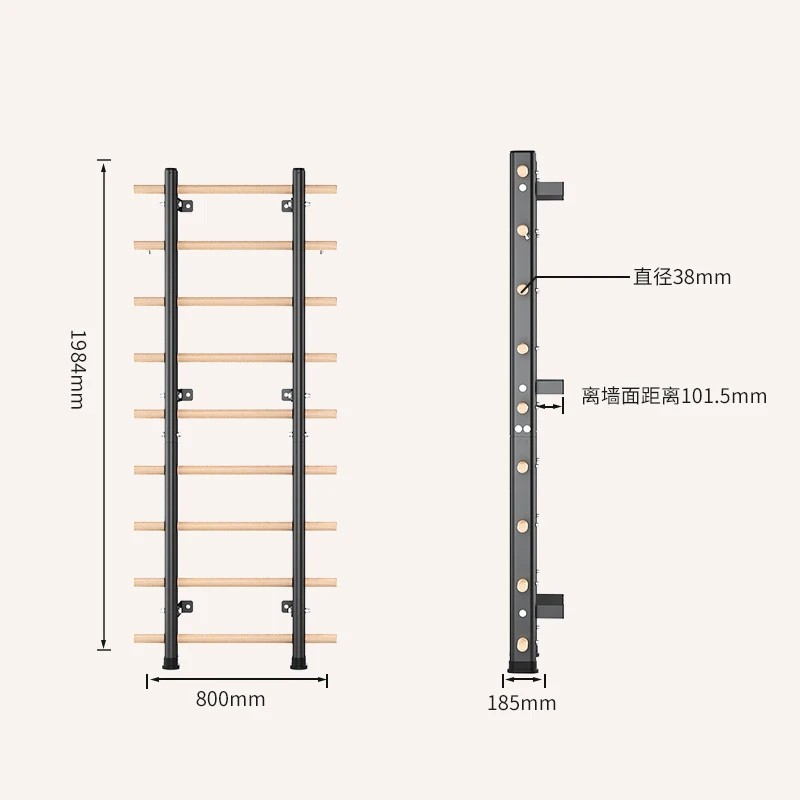 Wall Mounted Wooden Fitness Swedish Ladder for Body Training