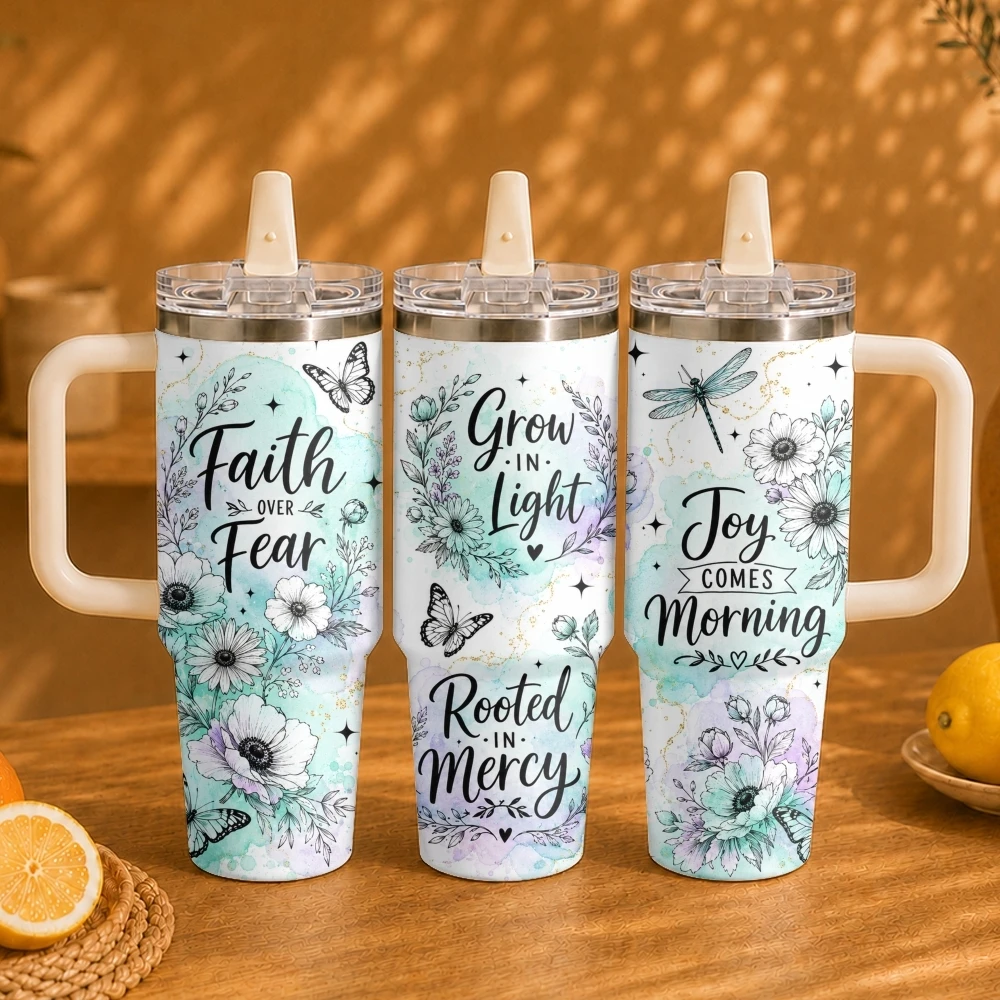 Christian Faith Vacuum Flasks 40oz Thermal Tumbler with Handle Stainless Steel Vacuum Insulated Water Portable Mug Cup
