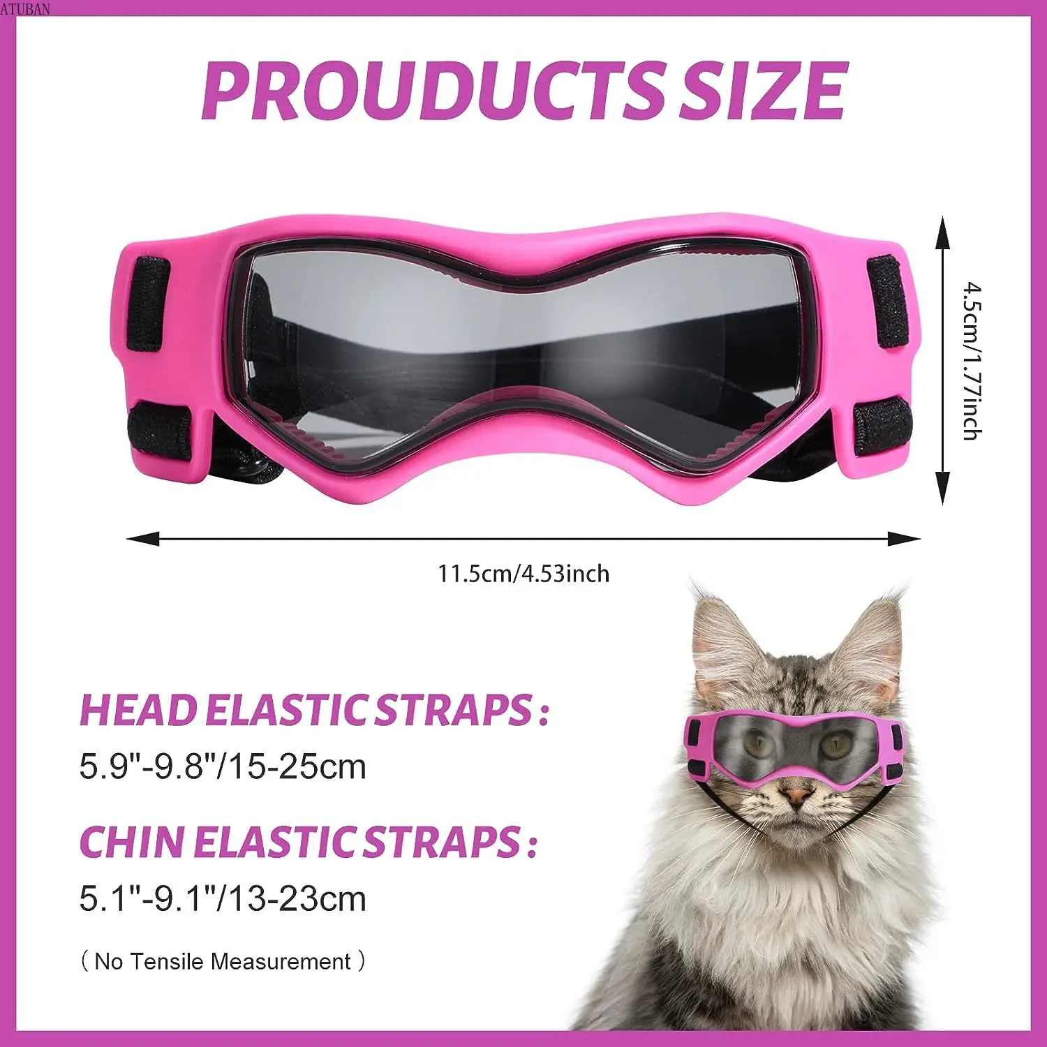 ATUBAN Cat Sunglasses Small Dog Goggles, Comfortable Soft Easy Wear Adjustable Small Pet UV Protection Sunglasses for Cat Kitty