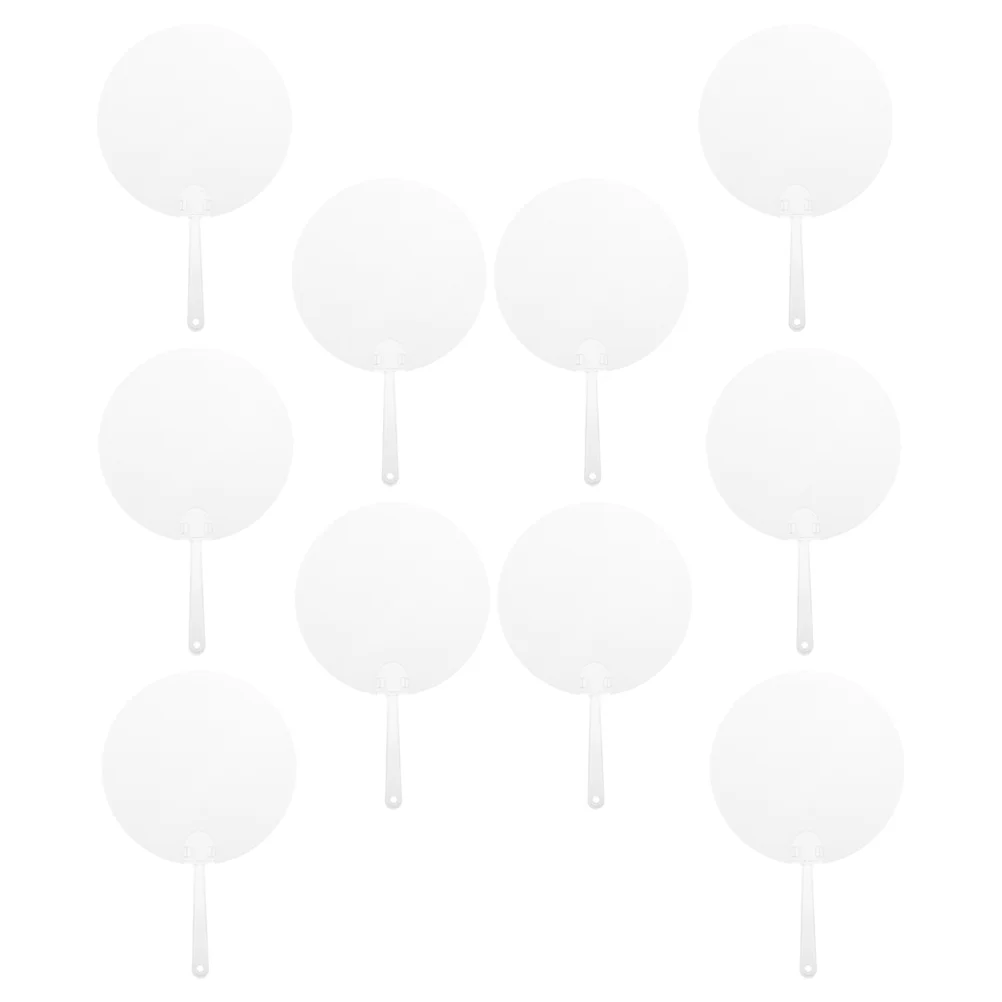 10 Pcs Round Hand Fan DIY Material Handicrafts Supplies Blank Ornaments Pvc Graffiti Fans Painting Child Held