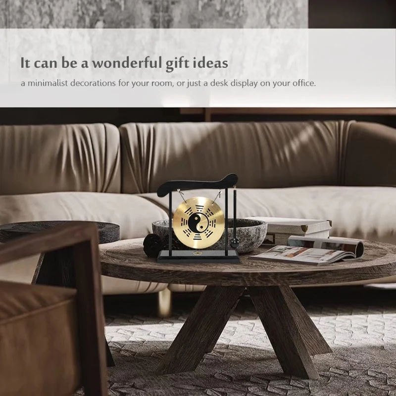 Mini Desktop Gong Table Wind Chime Percussion Instruments With Mallet For Home Decor Housewarming Gift - Dragon With Taiji