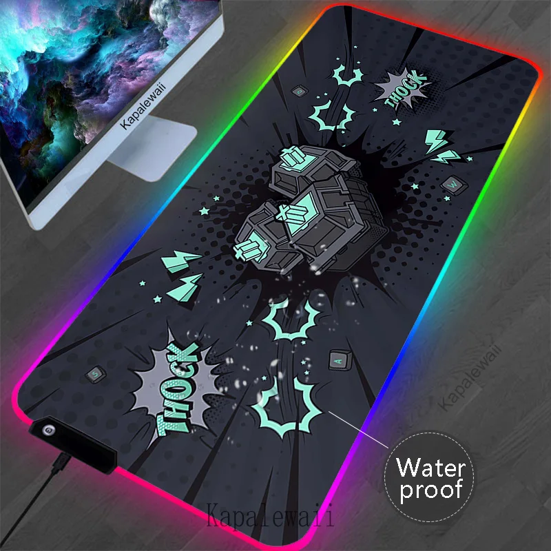 Tapis de souris RGB avec interrupteur LED Shoous, grand format, 900x400, étanche, pour ordinateur de bureau, gamer