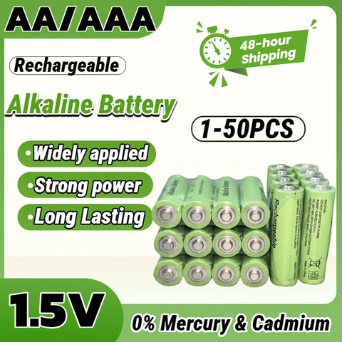 1.5V 3800mAh AA & 3000mAh AAA Rechargeable Alkaline Batteries, Universal High Capacity for Daily Use Home Office Devices