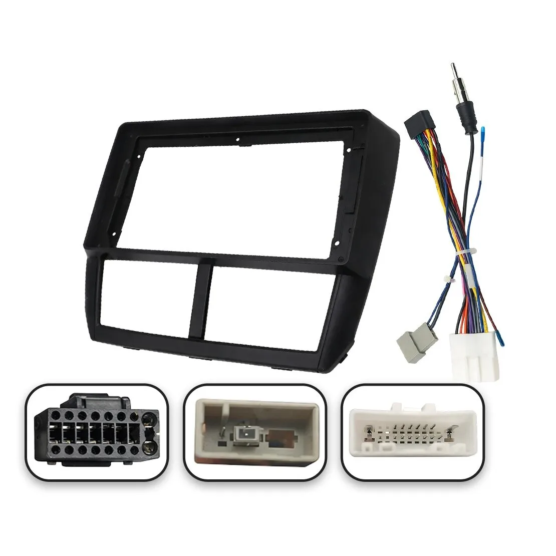 Car Dash Radio Stereo Navigation Frame Fascia Bezel Panel Faceplate Trim with Harness Plug Fit For Subaru Forester 2008-2012