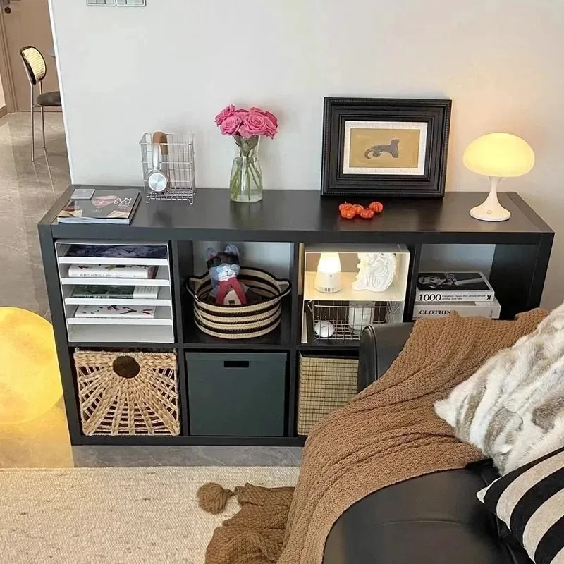 

Steel lattice cabinet, bookshelf black household thickened storage shelf free combination floor cabinet