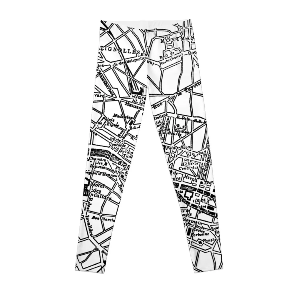 

Vintage Paris Map Leggings gym leggings Womens leggings woman