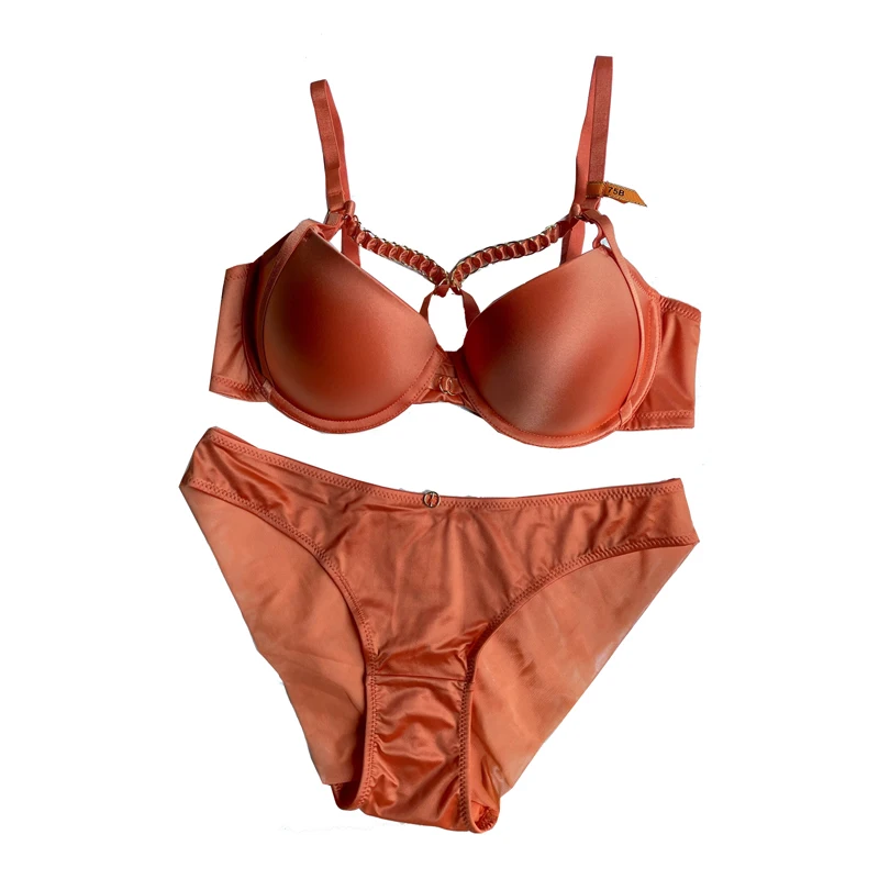 Sutiãs sexy e conjunto breve para mulheres, roupa interior confortável, alta qualidade, push up, B, C, D, copo, preto, branco, laranja, verão