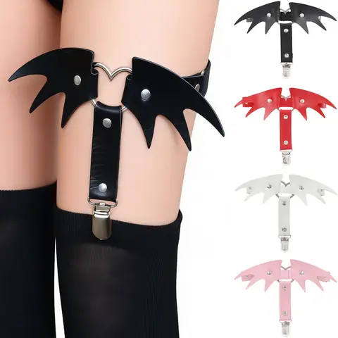Uyluk Jartiyeri Şeytan Kanadı Çorap Klipsleri Elastik Bacak Halkası Y2K Punk Alternatif Kız Sokak Giysisi Cadılar Bayramı Cosplay Kulüp Rave Kadın Bacak Bandı