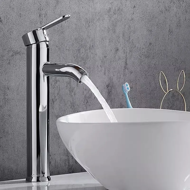 Custom Support Chrome Square Deck Mounted Basin Sink Faucet Hot & Cold Mixer Single Handle Bathroom Tap