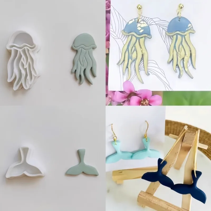 Ozean Meer Polymer Clay Cutter Sommer Strand Ohrring Präge Cutter Schiff Quallen Schwanz Form Ohrring Form für Anhänger Schmuck – Detail 7