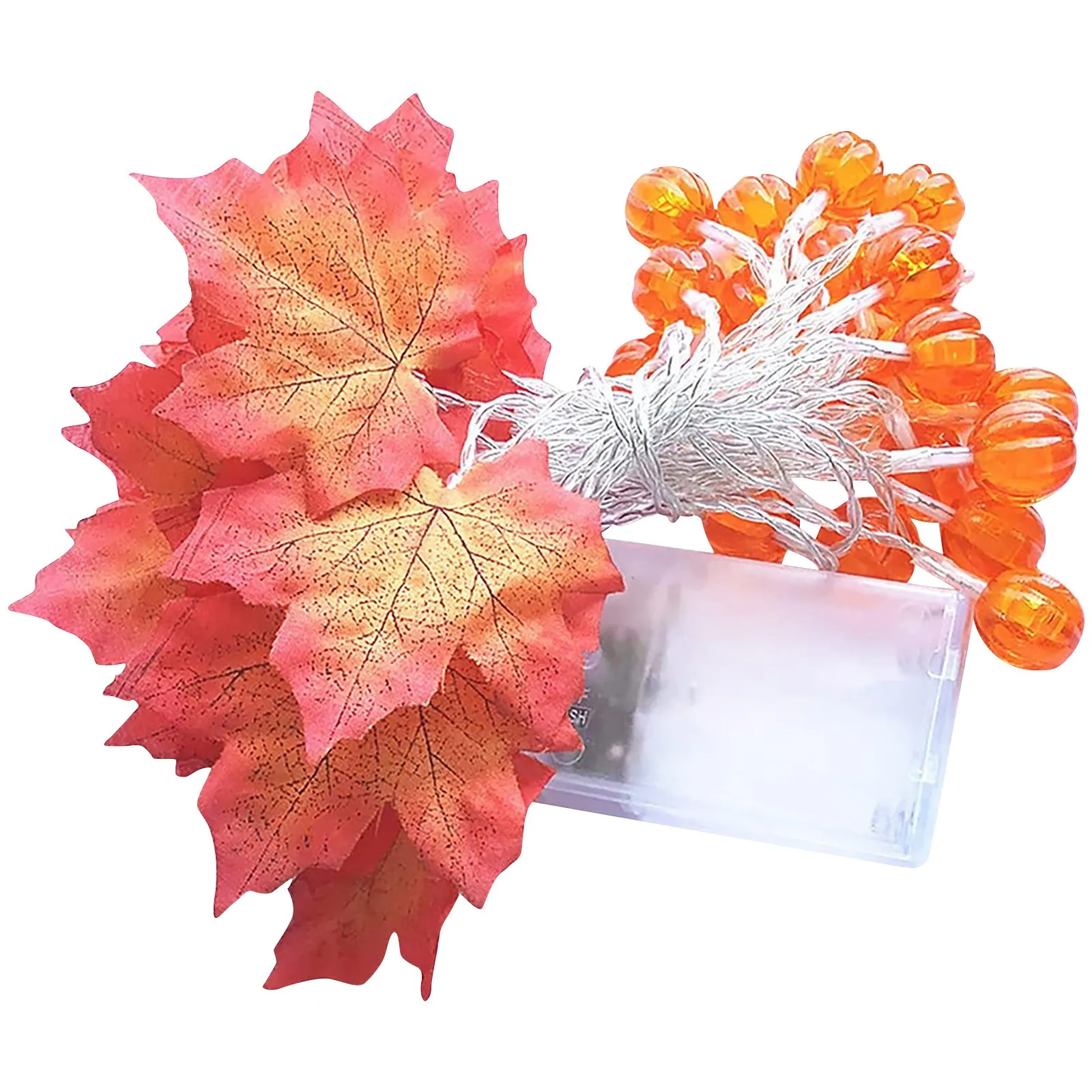 Guirnalda de luces Led con forma de hoja de arce para decoración del hogar, farol de calabaza de 1,5 m con caja de batería para Halloween, iluminación decorativa para patio, fiesta y habitación