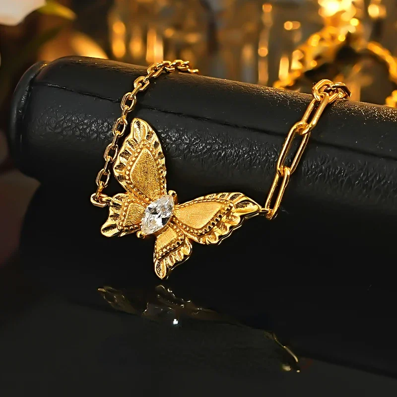 S925 Silver Bracelet Metal Brushed Butterfly Precision Edition Middle aged Cloth Style Light Luxury Simple Versatile Jewelry