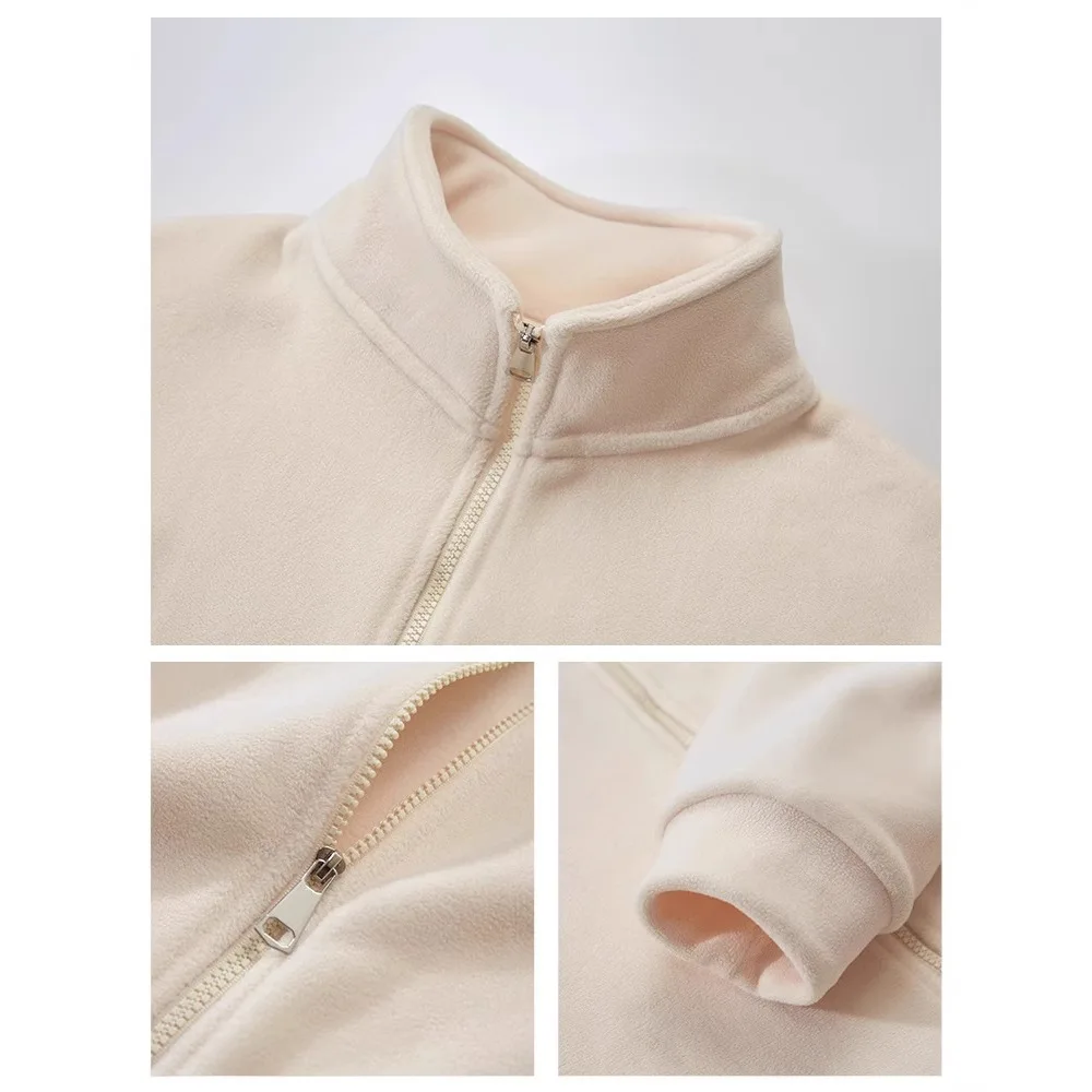 CGC Fashion Warm Lambswool Sweatshirts 2025 Harajuku Zip-Up Hoodies Women Solid Loose Pullovers Autumn Winter Female Clothing