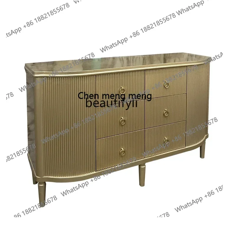 ss8350 American light luxury solid wood champagne color dining side cabinet decorative entrance cabinet modern simple locker