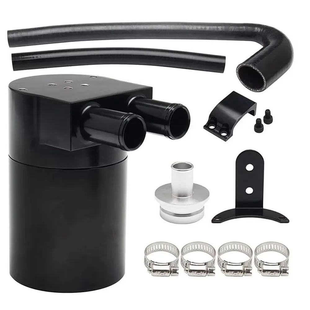 Oil Catch Can Reservoir Tank Kit with Silicone Radiator Hose - For BMW N20/N26 Engine(Black)
