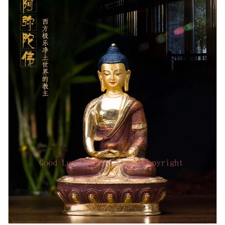 Wholesale Buddhist supplies HOME Family efficacious Protection gilding Amitabha Amitayus buddha Buddhist Mantra Tantra statue