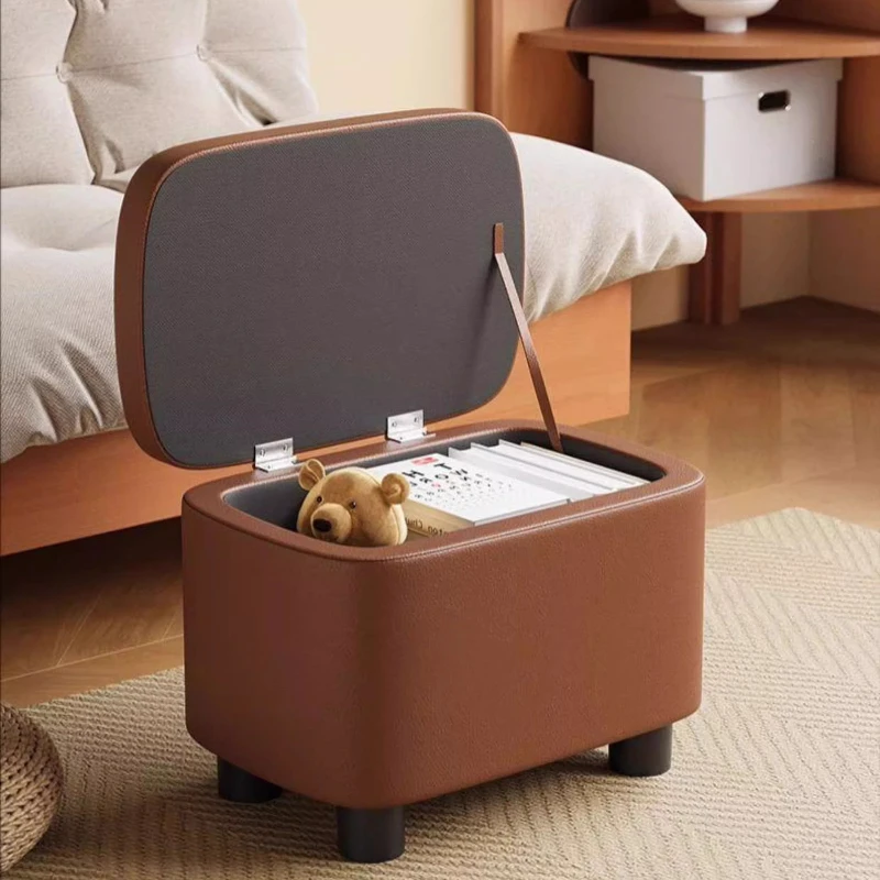Ottomans Comfortable Sofa Leather Stool Living Room Sofa Doorway Wear Shoe Stool Can Storage Organizer Stool