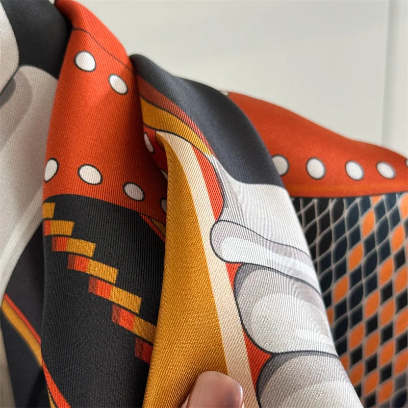 Saddle Print Silk Scarf Luxury Designers Hand-rolled Edges Large Shawls Women Bandanas Accessories Belt Hair Neck Decorations view 2