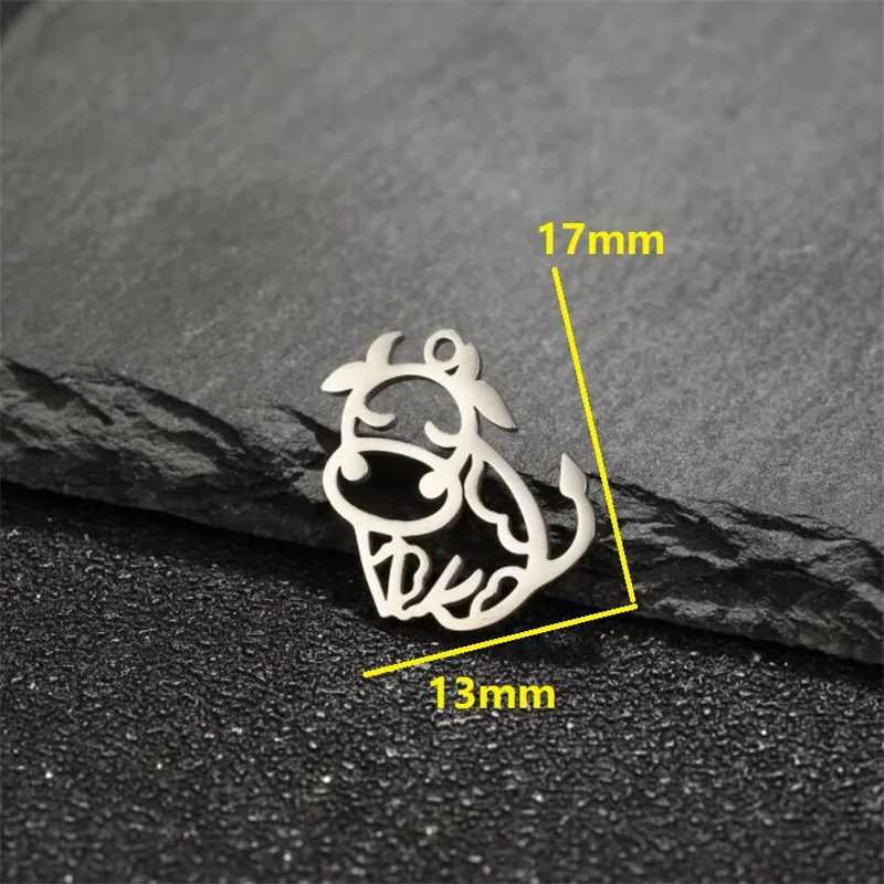 5pcs Cartoon Stainless Steel Fox Crane Pendant Cute Cow Unicorn DIY Jewelry Making Animal Charm Necklace Bracelet Accessories