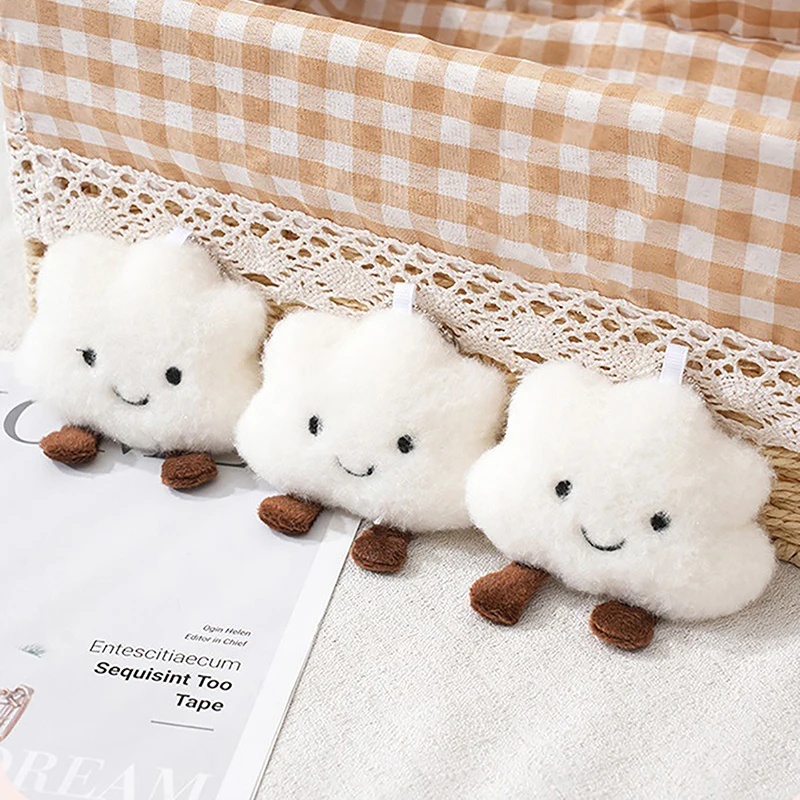 10cm Kawaii การ์ตูนสีขาว Cloud Plush พวงกุญแจจี้ Kawaii Key Charms ตุ๊กตาของเล่นของขวัญสาวกระเป๋าเป้สะพายหลังอุปกรณ์เสริม